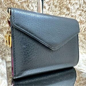 Dior Black Leather Wallet with Gold Accents